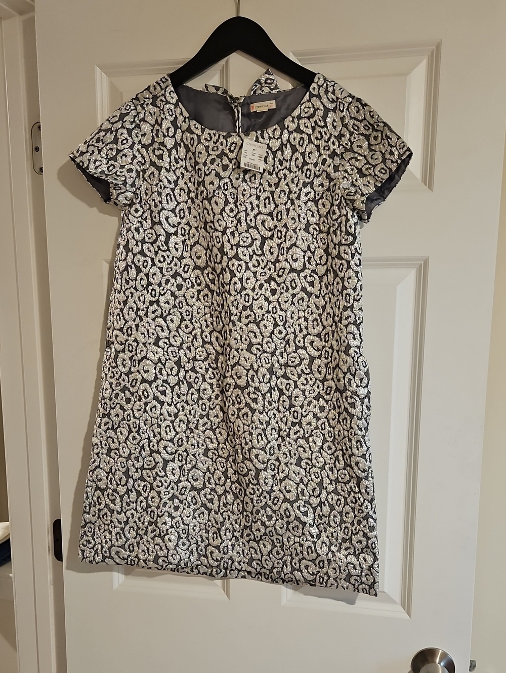 Crewcuts Navy & White Metallic Leopard Jacquard Dress